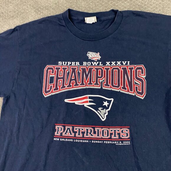 Vintage New England Patriots T Shirt Men's XL Super Bowl XXXVI Champions 2005 - Picture 2 of 8